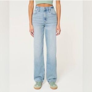 Hollister Ultra High Rise Dad Jean Light Wash Vintage Stretch 1R 25 X 31